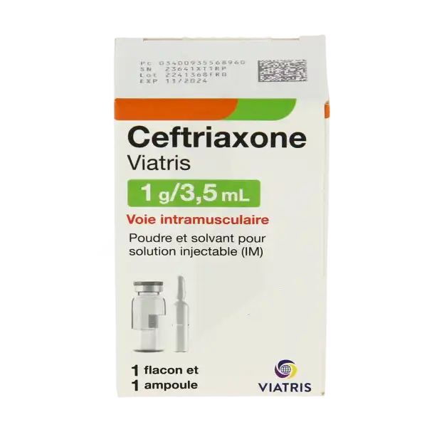 3400935568960 - Ceftriaxone - 1 g / 3,5 ml